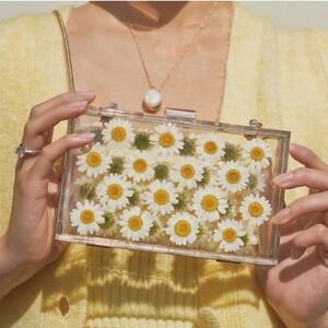 BNWT ZARA Natural Daisy Clear Clutch